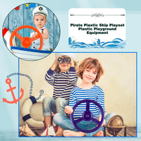 Haconba plastic pirate ship steering wheels for playsets in blue and red with mounting hardware - view 29