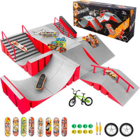 CS COSDDI 14in1 Finger Skateboard Park Set for Kids 8 Skateboards - Red