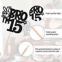 1 PCS Brother I'm 7 Cake Topper Glitter Star Happy 7th Birthday Cake - Black 15th - image 3