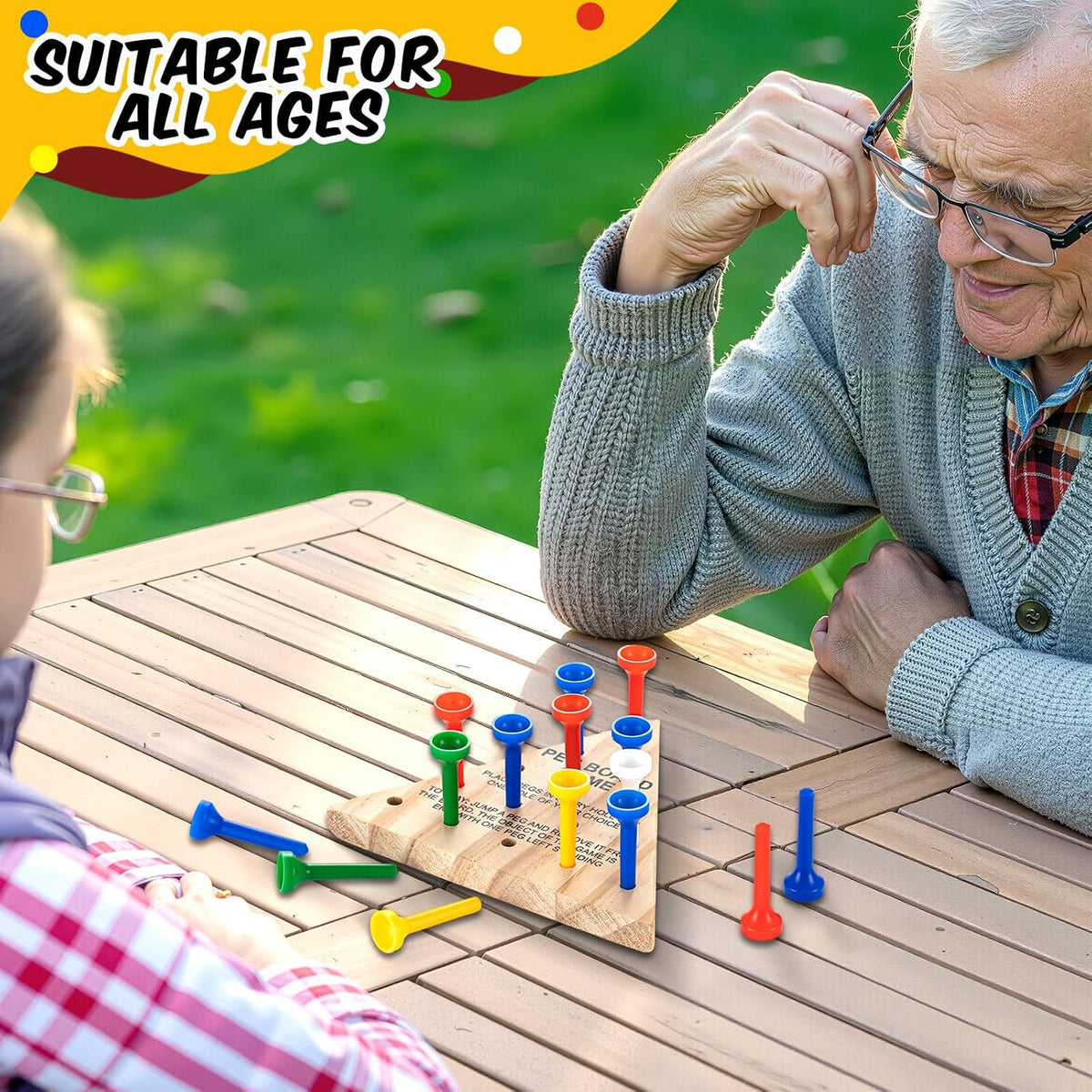 Zhanmai 3 Sets Wooden Triangle Peg Travel Game - Multi-color Peg / 3 - image 3