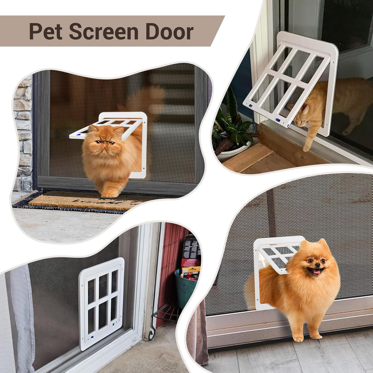 Dog Door for Screen Door, Cat Door Screen Small Dog Door Insert for Sliding Door Easy Install - 8.3" x 10.3" White Small - image 3