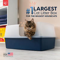 IRIS USA XX-Large High Sided Cat Litter Box, Scatter Shield - XXL Side Entry / Navy - image 4