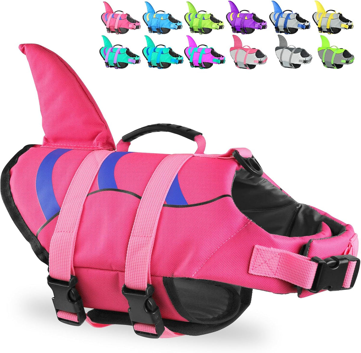 Fragralley Shark Dog Life Jacket - Medium / Pink-Wave Shark