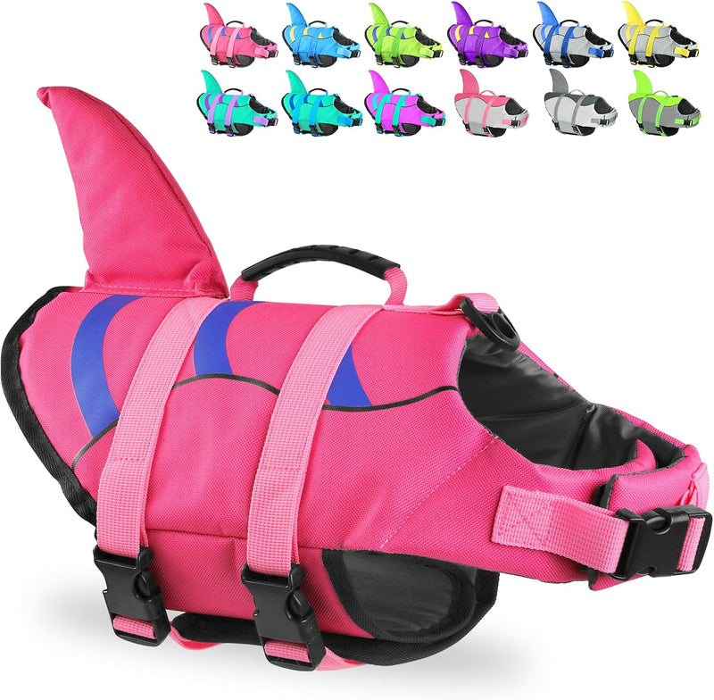Fragralley Shark Dog Life Jacket - Medium / Pink-Wave Shark