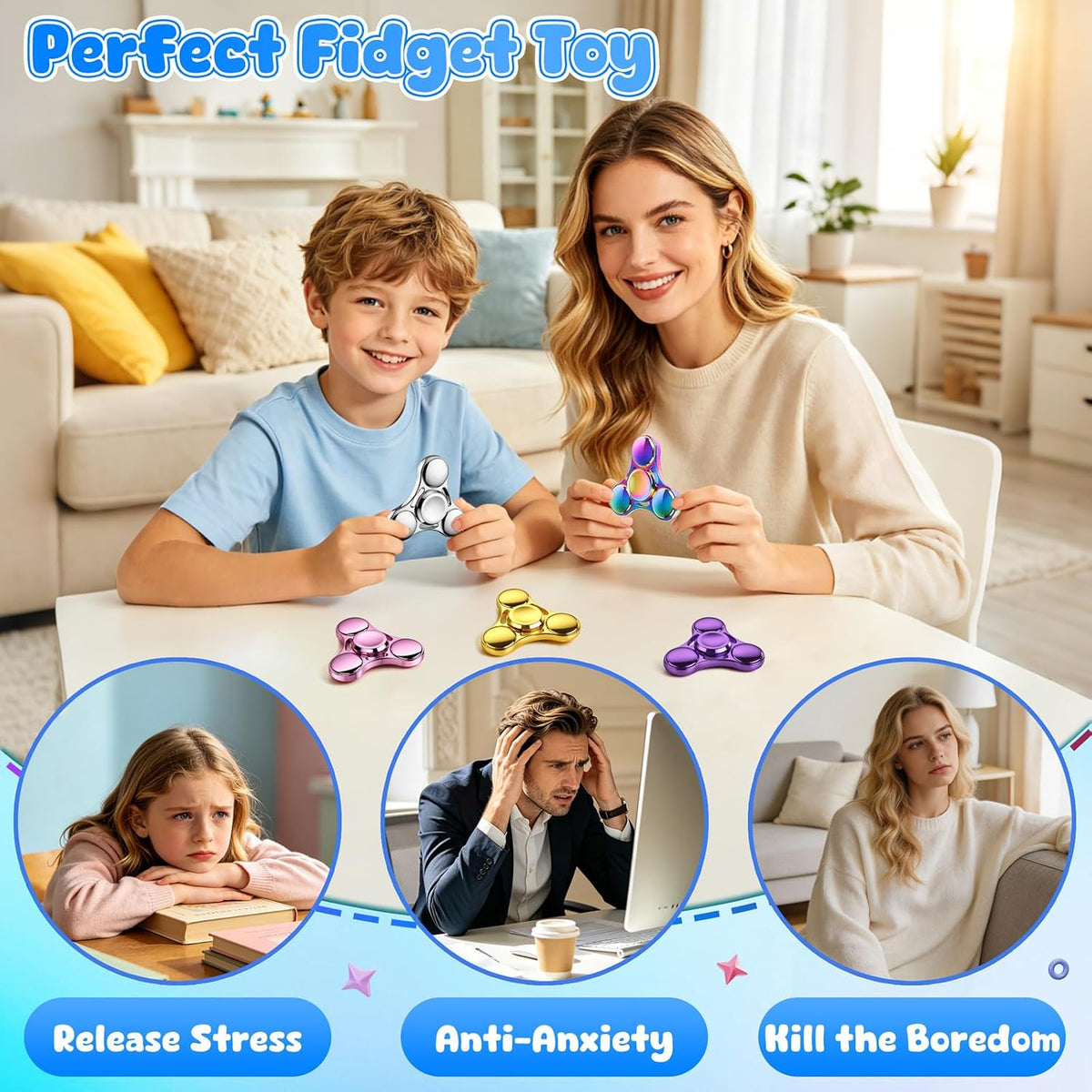 ATESSON Fidget Spinners Toy - Silver - image 4