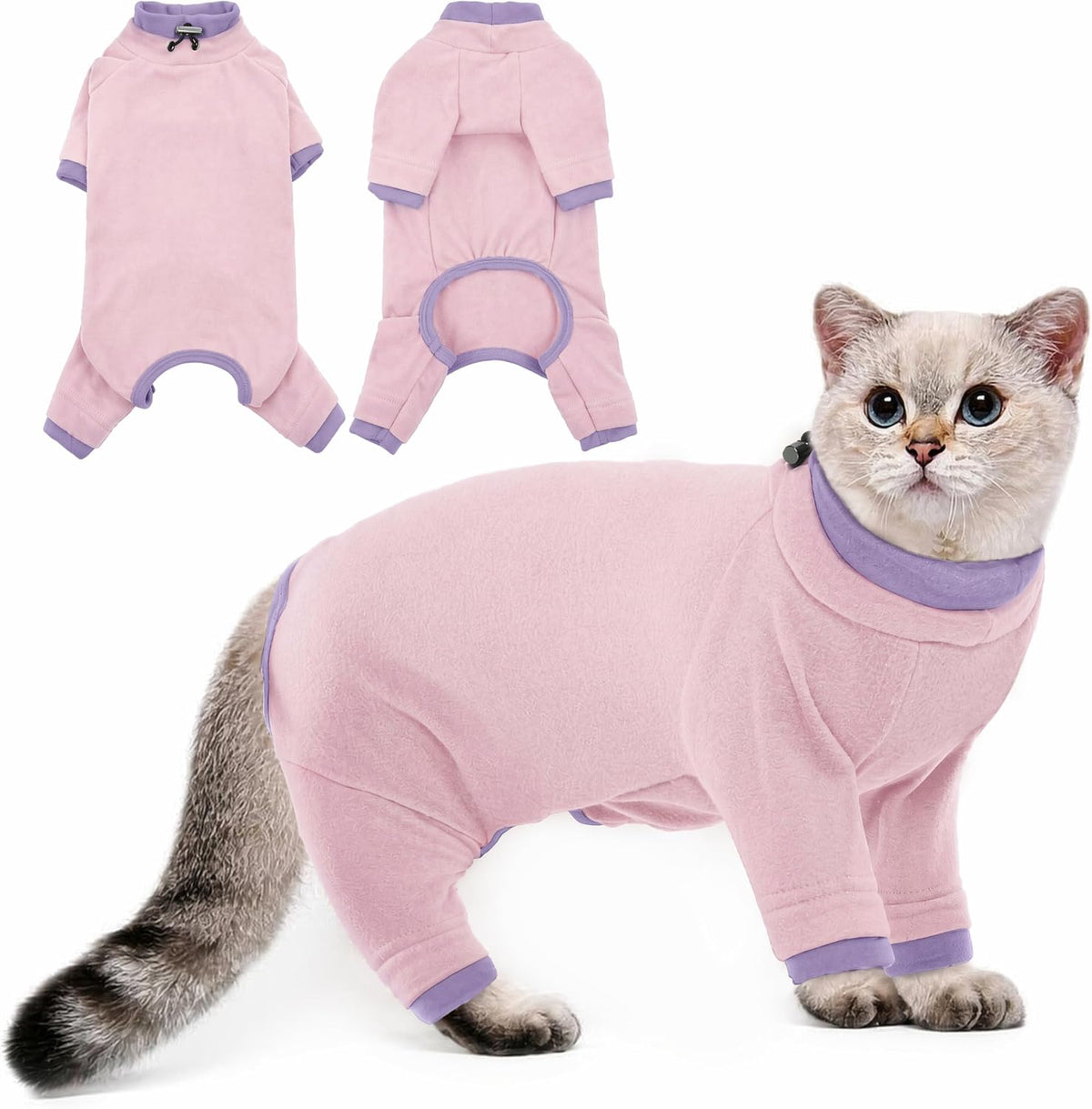 Sticky Hair Cat Clothes, Prevent Loss Pajamas - Small / LightPink