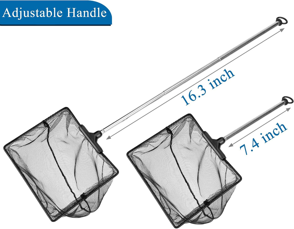 Aquarium Fish Net with Extendable Stainless Steel Long Handle Fine - Large - image 2
