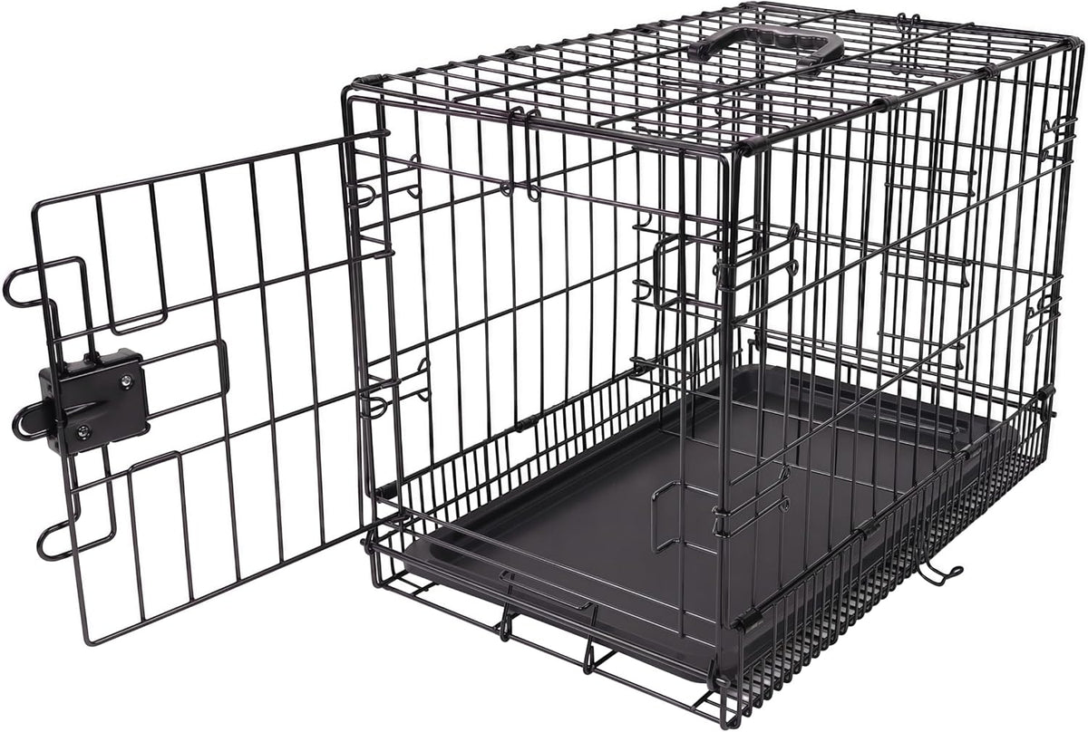 Amazon Basics Portable, Foldable Metal Wire Small Dog Crate with Removable Tray, Divider Panel - 30.0"L x 19.0"W x 21.0"H / Single Door w/ Divider