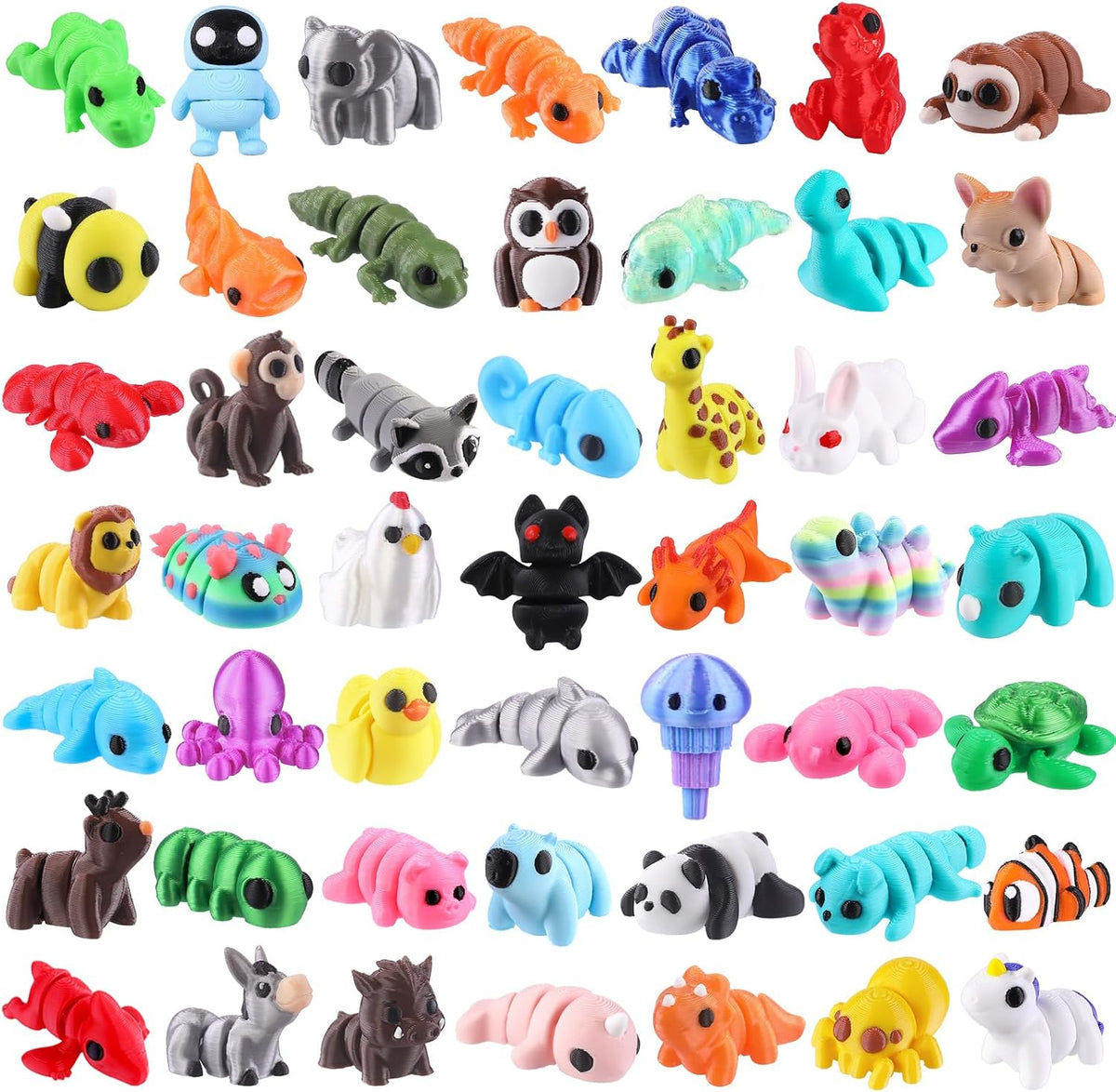 Celltestria 18PCS 3D Printed Skeleton Fidget Toys with Coffin Storage - 50Pcs Animals