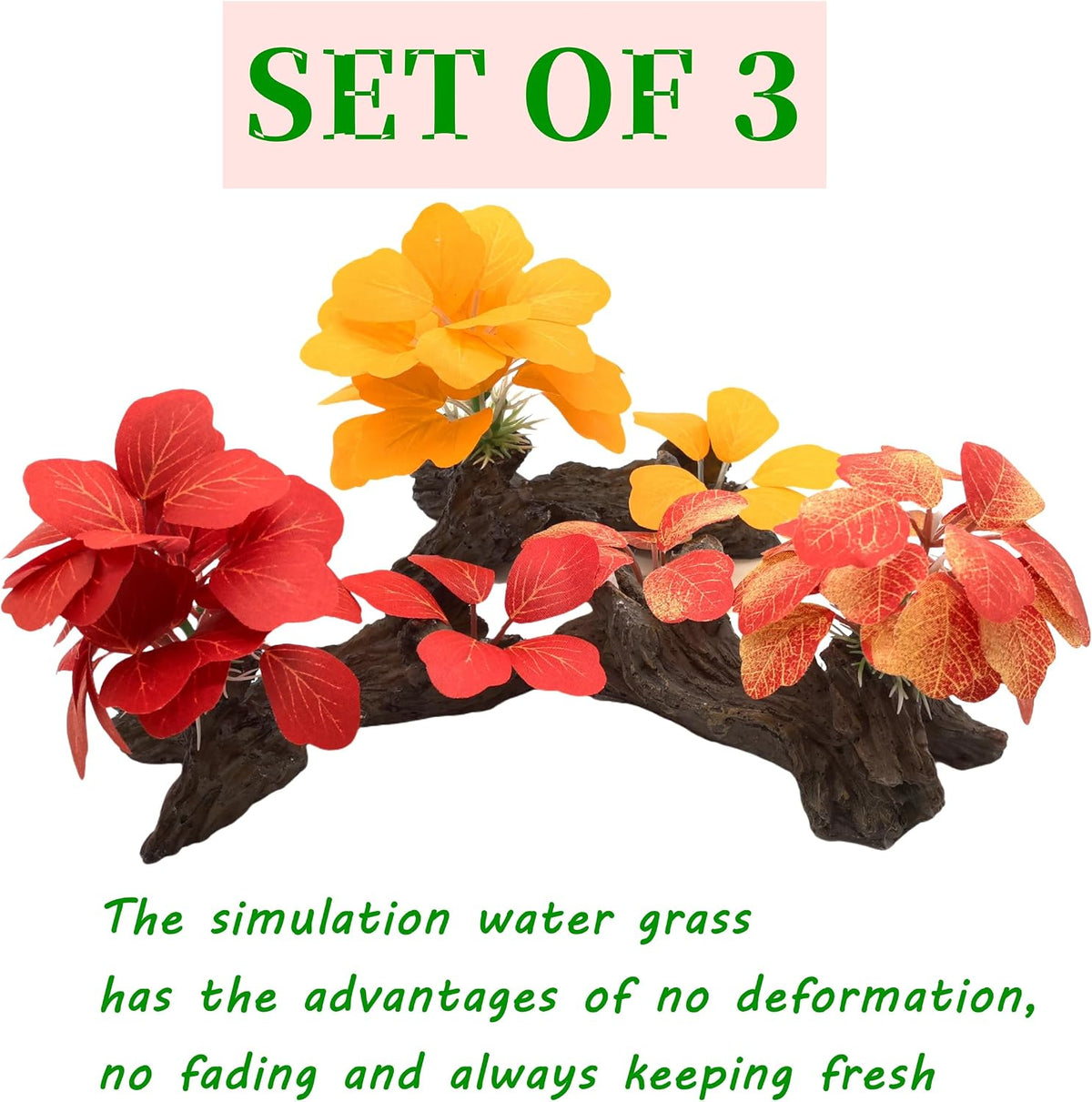 M2cbridge Artificial Fish Tank Plants Aquarium Plant Aquatic Water - 3pcs Big Colorful - image 2