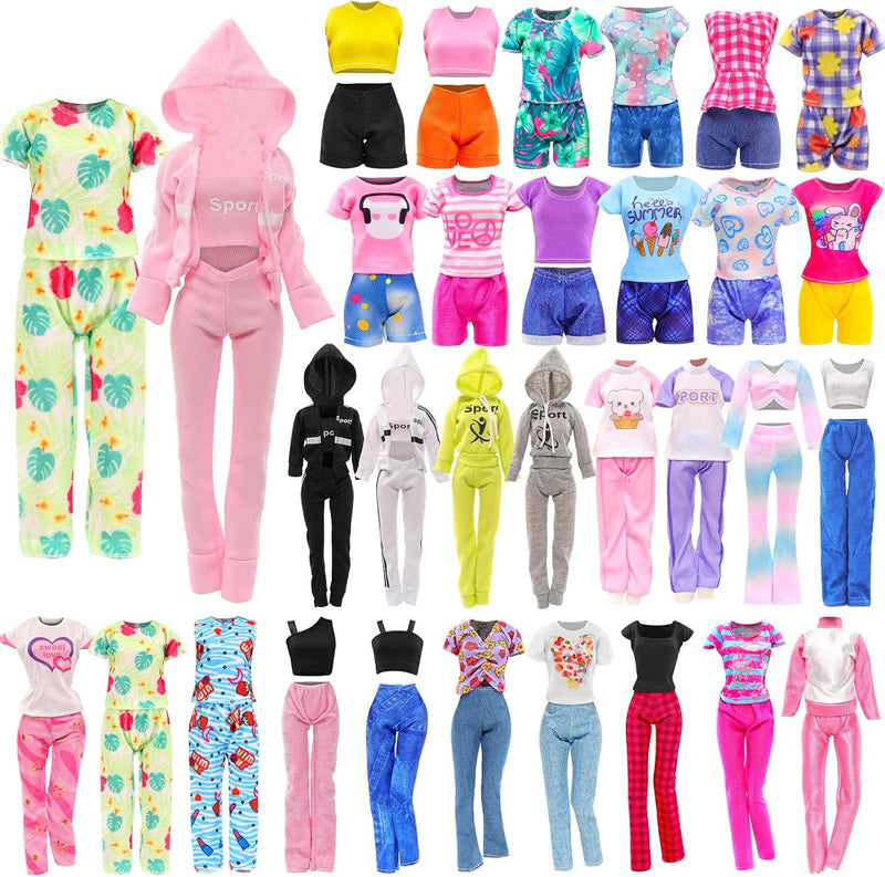 10 Sets Doll Clothes Hooded Sports Suit Tops and Pants for 11.5 inch