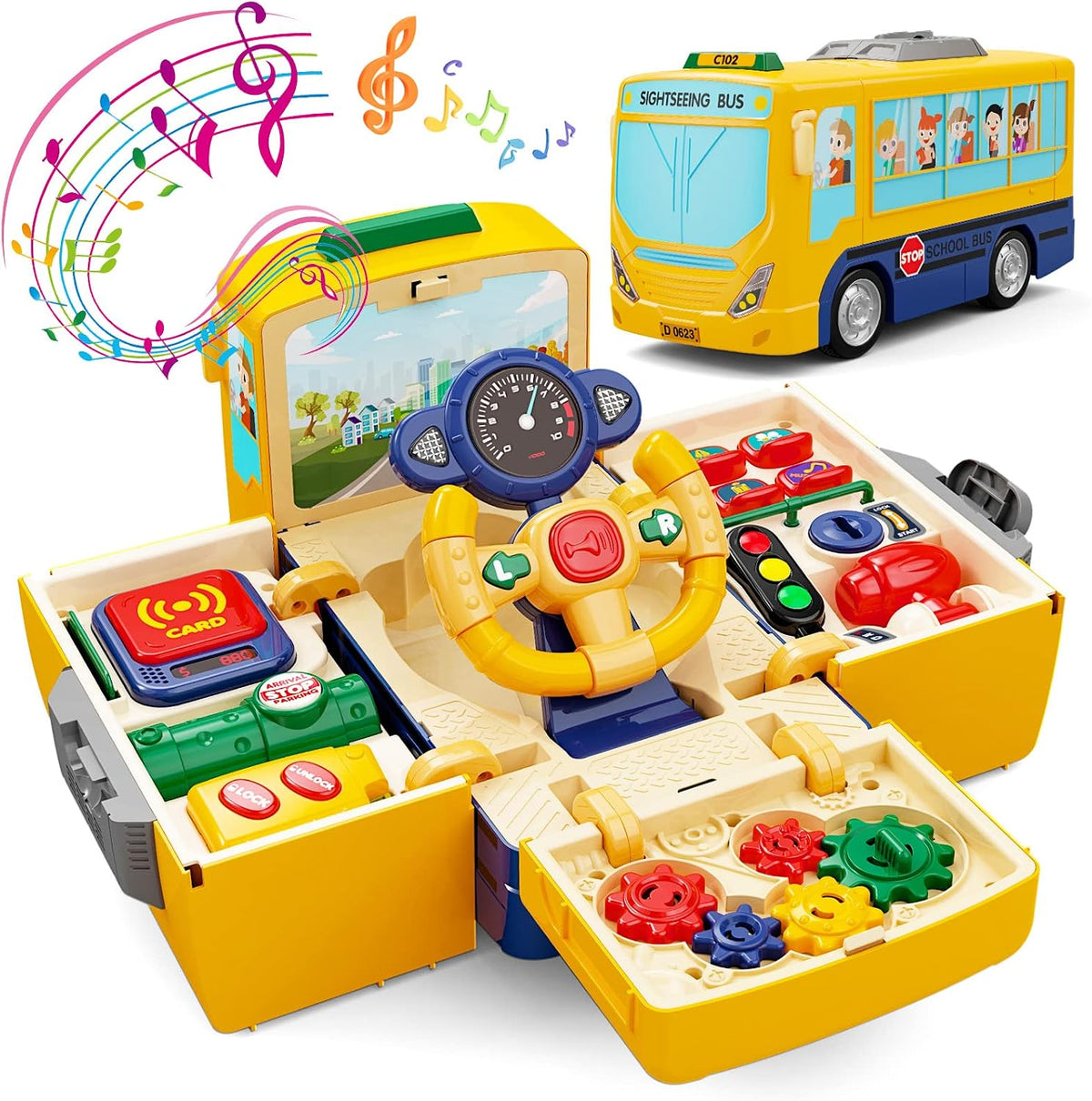 HONGTUO School Bus Toy with Sound and Light - School Bus