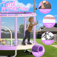 55" Toddler Mini Trampoline for Kids - Pink-Purple - image 2
