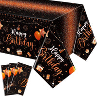 Tudomro 3 Pcs Plastic Happy Birthday Party Tablecloths - Black Orange / 3