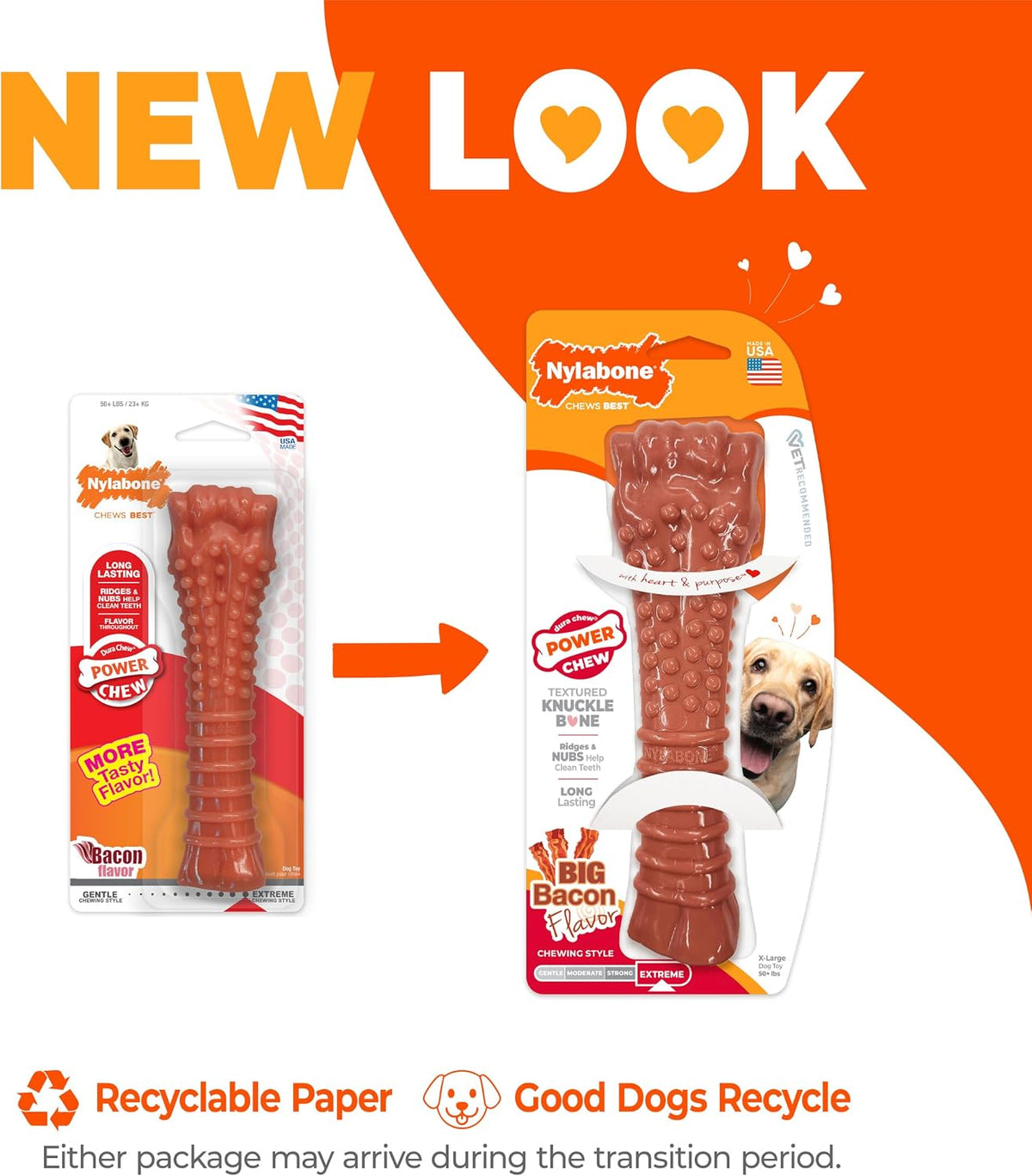 Nylabone Power Chew Original Bone Dog Chew Toys - Bacon / X-Large - image 3