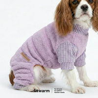Fitwarm Collared Neck Plaid Dog Pajamas - Medium / Purple - image 3