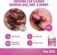 Pet MD Otic-Clean Dog Ear Cleaner - Veterinarian-Formulated Otic Ear Solution for Dogs & Cats - Pet Ear Cleaner for Itch, Odor, & Wax Buildup - Deodorizing Cat Ear Cleaner Solution - 1 Gallon