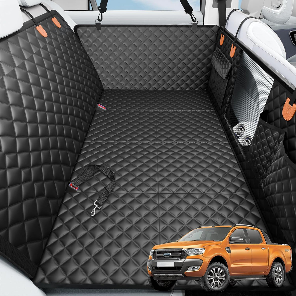 Dog Car Seat Cover for Back Seat - Jet Black / XL-For Full-size Trucks