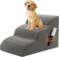 Dog Stairs Ramp for High Bed - 3 Step-15.7"H / Fleece-Grey