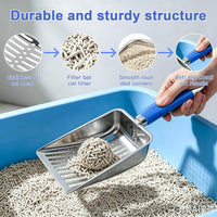 Cat Litter Scoop, Long Handle Scooper - blue - image 3