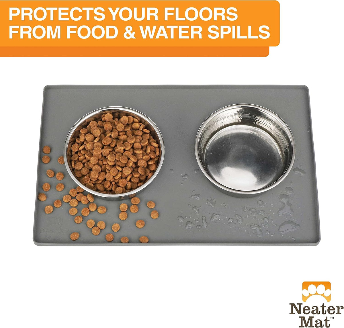 Neater Pet Brands Neater Mat Cat & Dog Food Mat - 19"L x 12"W / Gunmetal - image 2