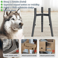 SHAINFUN Grey Metal Stand for Large Dogs - Height: 9.8-13.4", Width: 7-10.7" / Black-HU - image 4