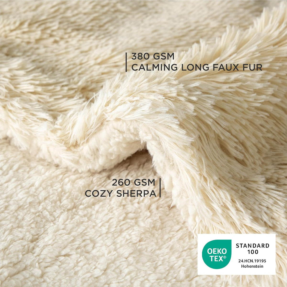 Bedsure Waterproof Dog Blankets for Large Dogs, Fluffy Faux Fur - Cream / L(40x50") - image 2
