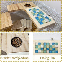 Wooden Hamster Cage Platform Set 9 Pack Wood Juvenile Chinchilla Shelves, Squirrel L-Shape Corner Ledge with Hole Cooling Standing Board, Rat Cage Accessories for Gerbil Small Animal Climbing
