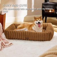 Bedsure ComfyFleece Cute Dog Bed for Small Medium Dogs Washable - L(36" x27" x8") / Camel Brown - image 3