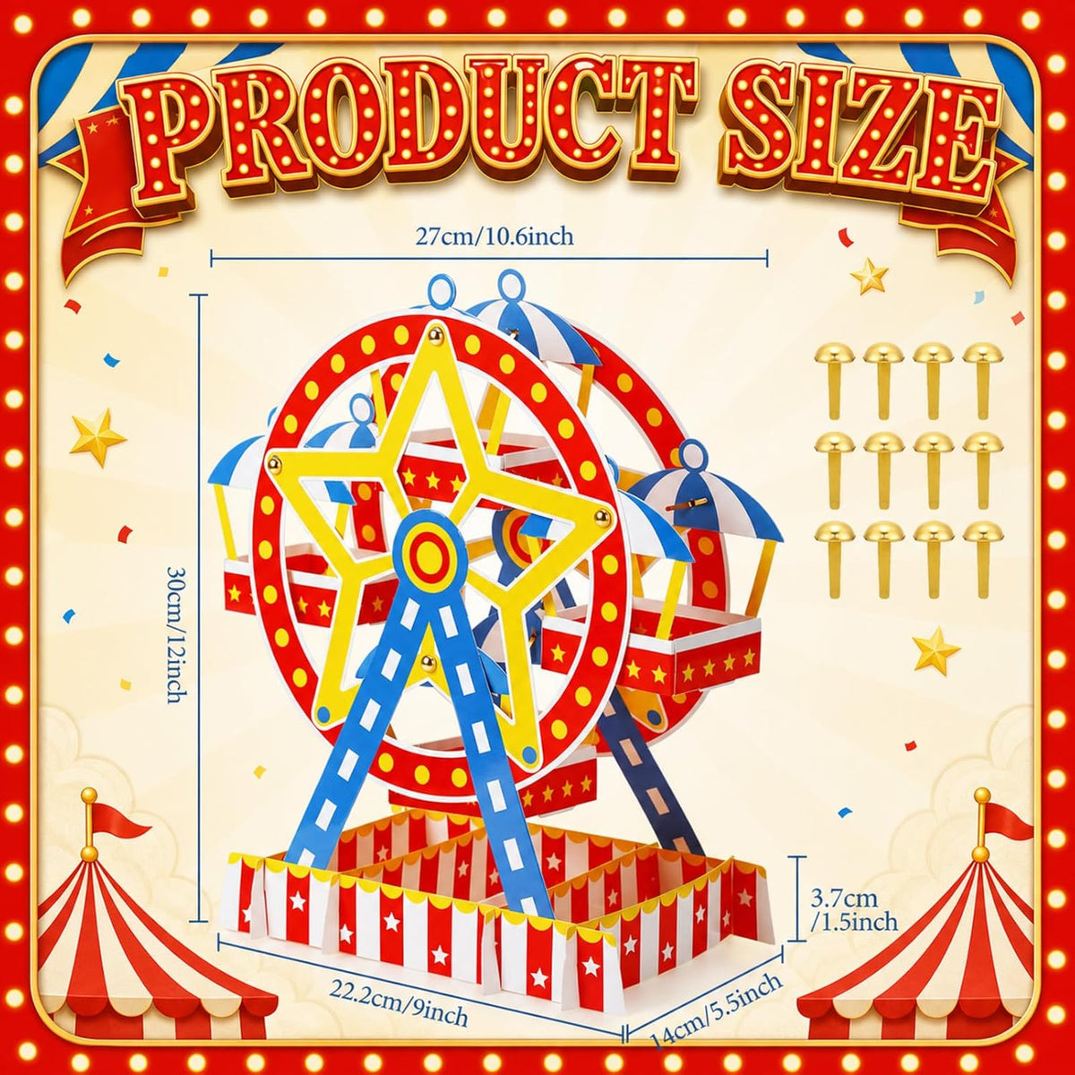 Epakh 3 Set Carnival Ferris Wheel Centerpiece Party Decor - 6 - image 2