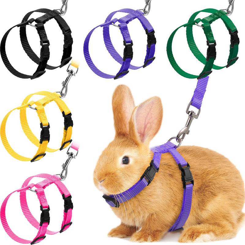 Outus 5 Pieces Adjustable Rabbit Harness and Leash Set - Lovely Color