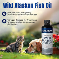 Life Line Pet Nutrition Wild Alaskan Fish Oil Omega-3 Supplement for Skin & Coat – Supports Brain, Eye & Heart Health in Dogs & Cats, 16.5oz