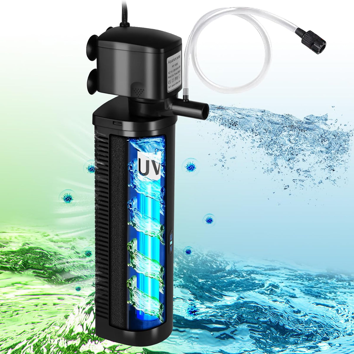 TARARIUM Aquarium Filter U-V for 20-75 Gallon - Large - H10F(for 75-300 Gallon)