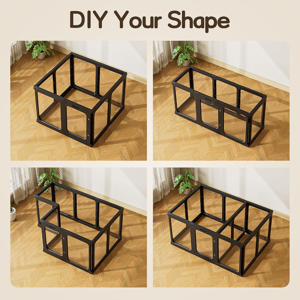 Jalove 12PCS Dog Playpen Clear Puppy Playpen Indoor - Black / 1+1 / 30inch - image 4