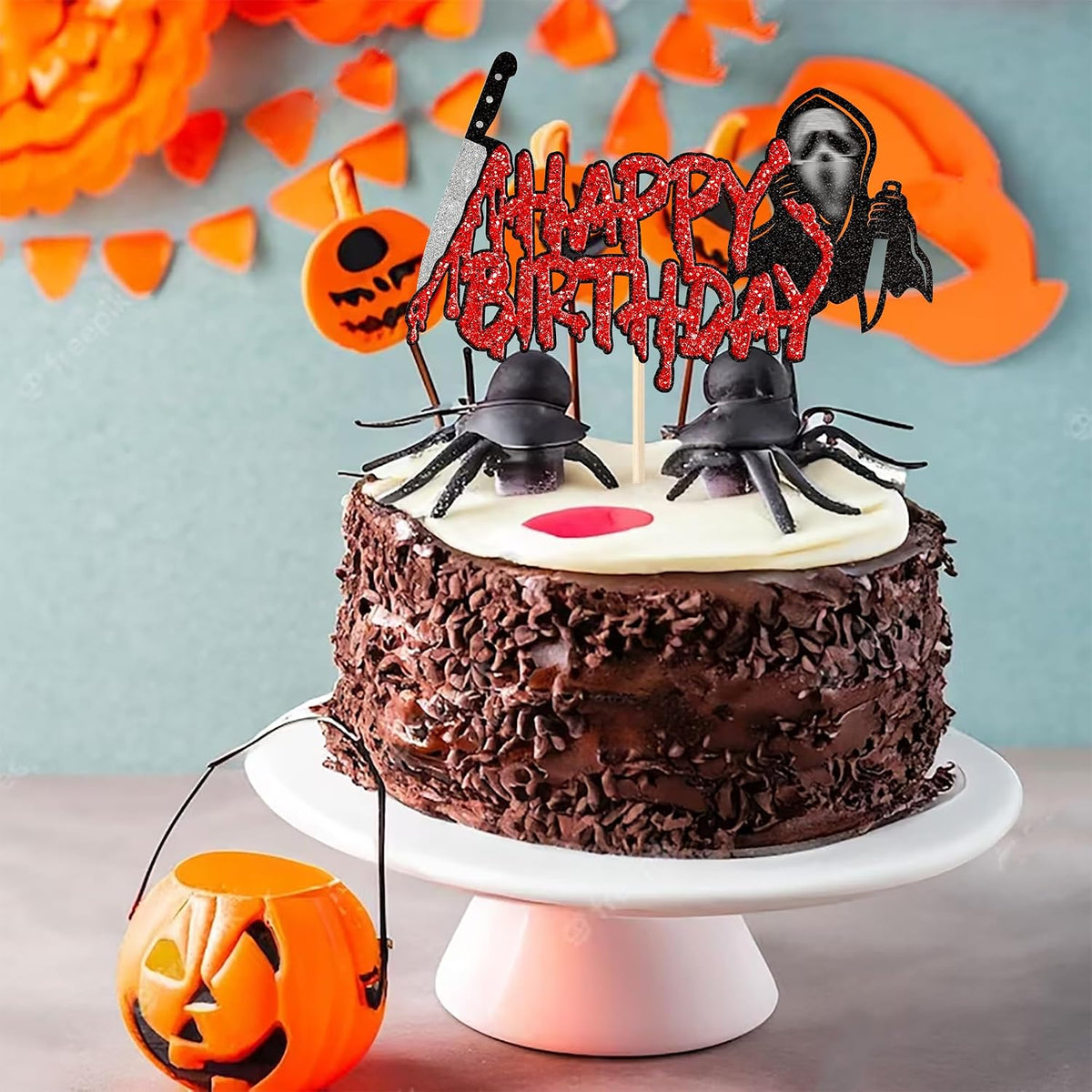 Rsstarxi 24 Have a Killer Birthday glitter horror cupcake toppers - view 21