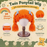 Halloween Cabbage Costume Yarn Wig - Orange 4 / Long Braided Pigtails - image 3