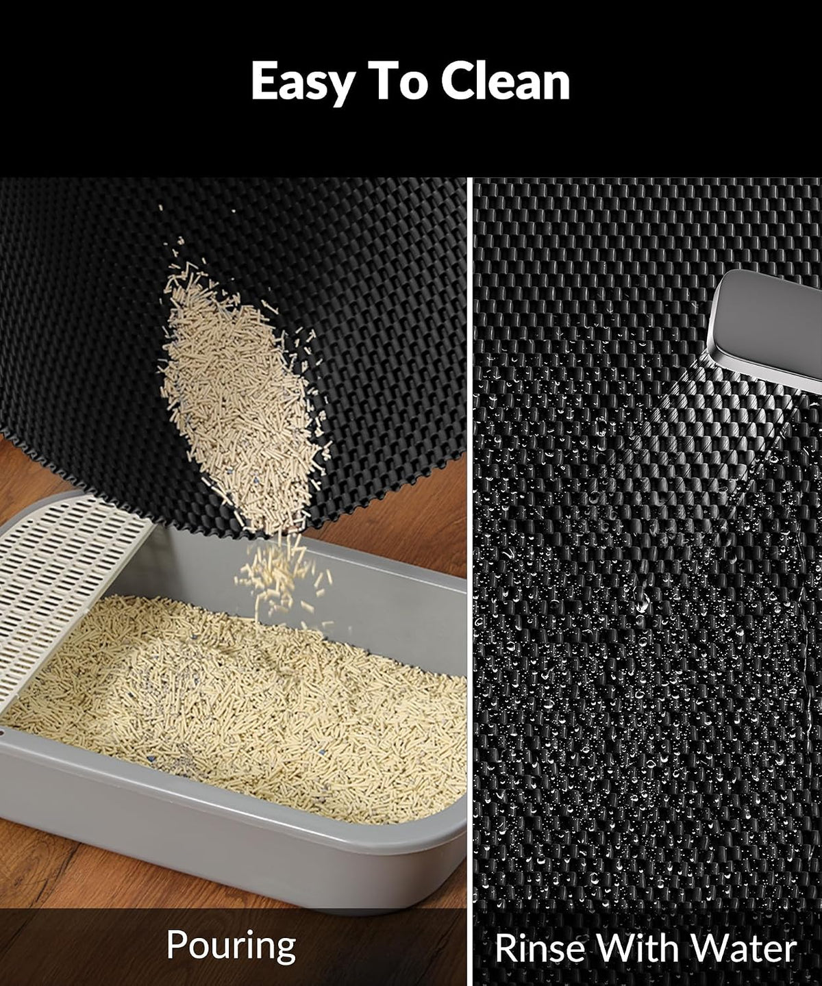 Cat Litter Mat, Cut to Fit Any Place - Black / 35x23 Inch - image 4