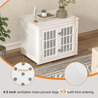 26" Heavy Duty Dog Crate Furniture for Small Dogs, Metal Kennel for High Anxiety Dogs, Chew Proof Pet Cage Indoor, Decorative Dog Kennel End Table, White