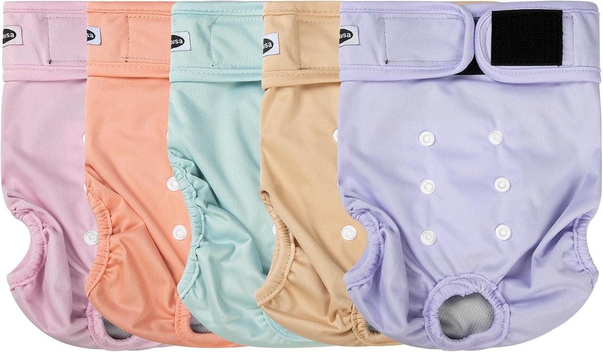 Tuiskusa Reusable Washable Dog Diapers Female - Solid Color 5-Pack / Large