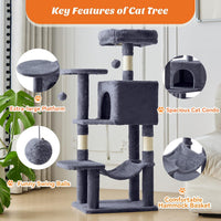 DUMOS 44 Inch Cat Tree Tower with Natural Sisal Scratching Posts – Essentials for Cats - Dark Grey / 4 / 43.6Inch - image 3