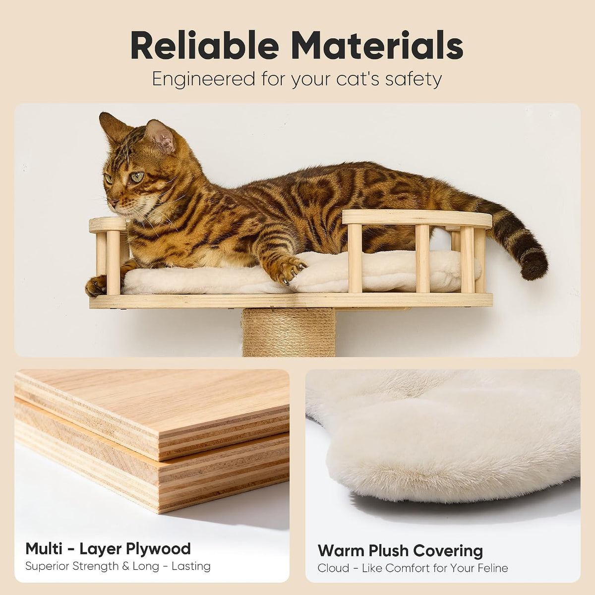 FUKUMARU Cat Wall Shelves, Beige - Beige-2 / 4-Pack Large - image 3