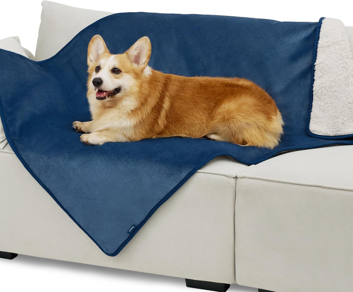 Bedsure Waterproof Dog Blankets for Small Dogs Soft Cat Blanket Warm - L(40x50") / Blue