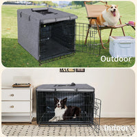 DONORO Dog Crate Cover 24 Inch Waterproof Pet Kennel Cover 600D Heavy - 30.0"L x 19.0"W x 21.0"H / Grey - image 4