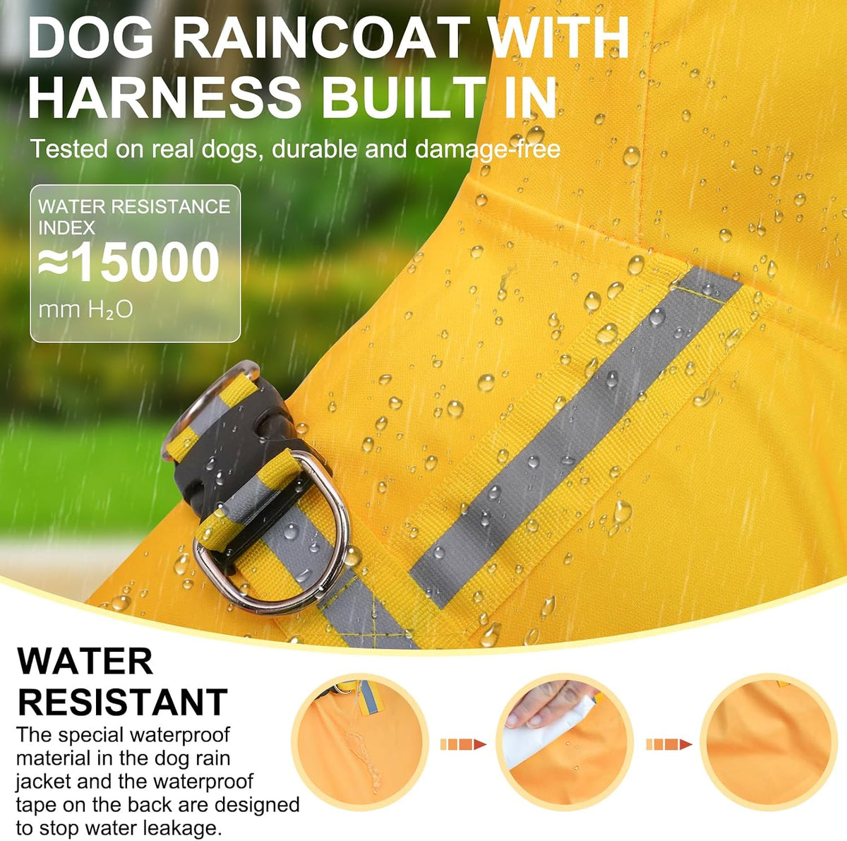Dog Raincoats for Medium Dogs, Waterproof Rain Jacket with Hood – Essentials for Dogs - Yellow Duck / XS(Back 10.5", Chest 16.9", Neck 12") - image 2
