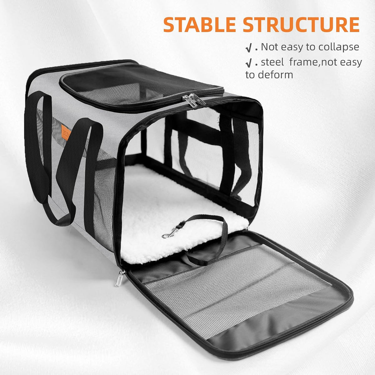 YUNIQUE Soft-Sided Cat & Dog Carrier for Pets Up to 15 Lbs - grey - image 4