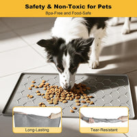 Pieviev Silicone Dog Cat Food Bowl Mat, Waterproof Raised Edge - M-24''X16'' / Light Gray - image 3