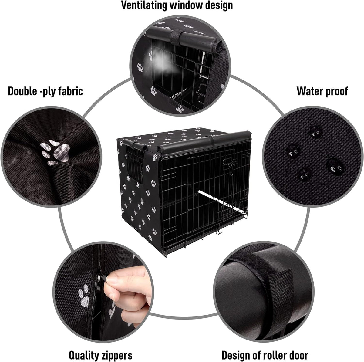 Pet Prime Dog Crate Cover for Wire Cages 24 30 36 42 48 Inch Outdoor - 24.0"L x 18.0"W x 19.0"H - image 2