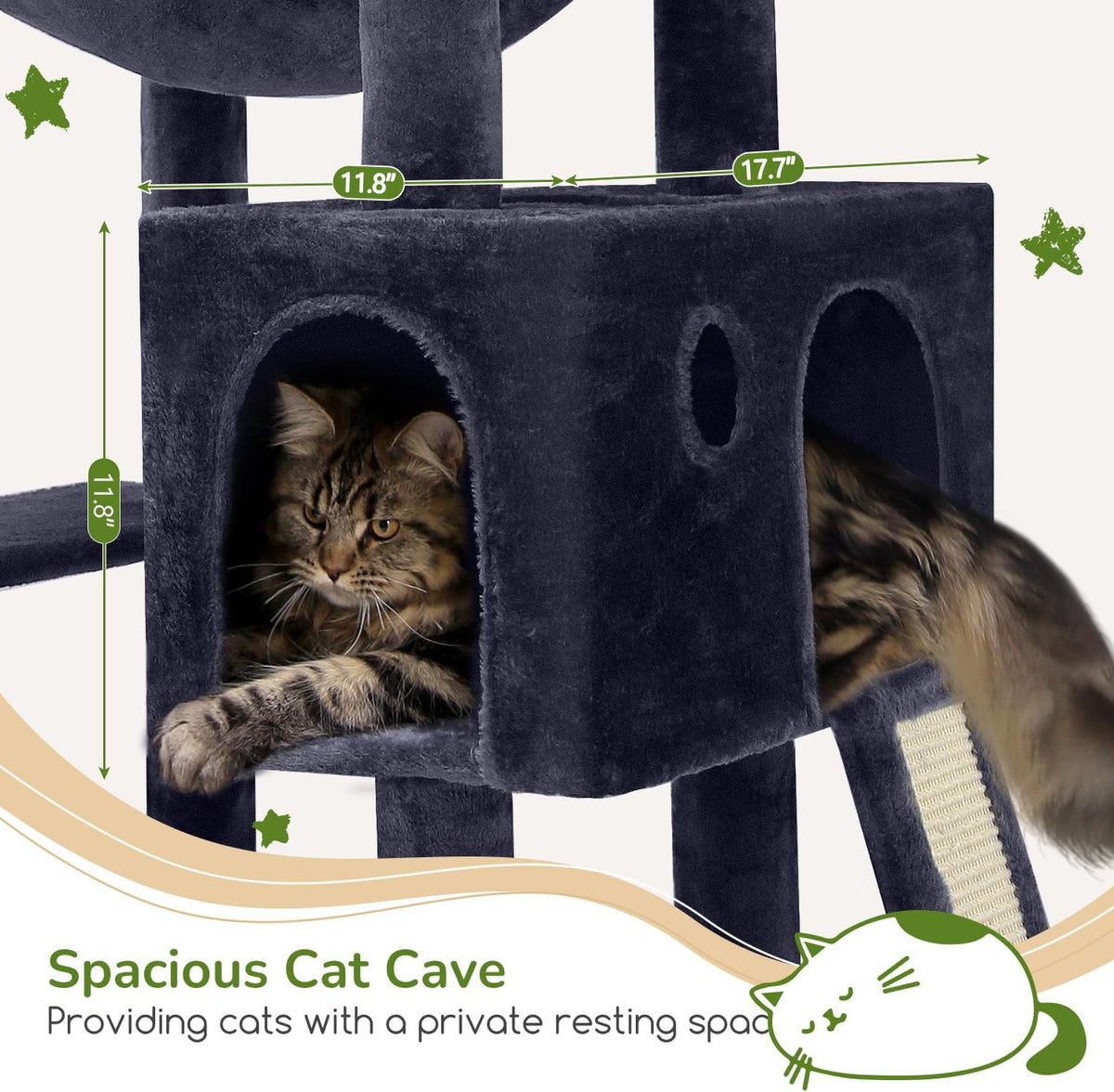 Globlazer F70 Pro Heavy Duty Cat Tree Tower for Indoor Cats Large - Dark Grey / XL - image 2