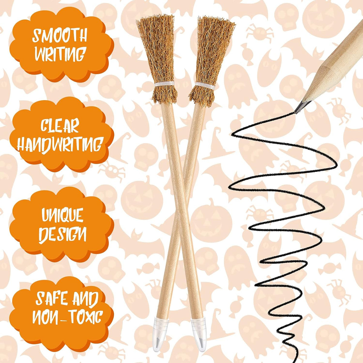 Zonon 12 witch broom pencils for Halloween party favors - view 3
