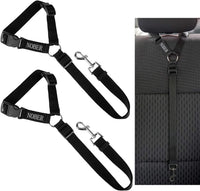 Pet Dog Cat Seat Belts, Car Headrest Restraint Adjustable Safety Leads Vehicle Seatbelt Harness 1 - 2 Pack / Black